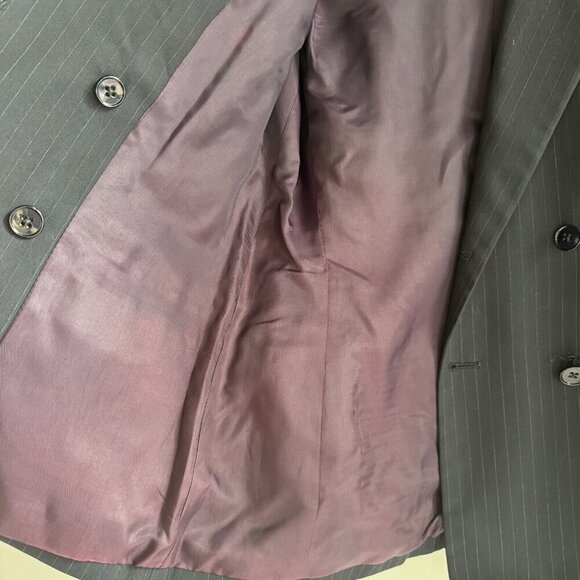 Vintage Ralph Ralph Lauren Double Breasted Pin Striped Navy Blue Blazer 8 - Picture 7 of 8